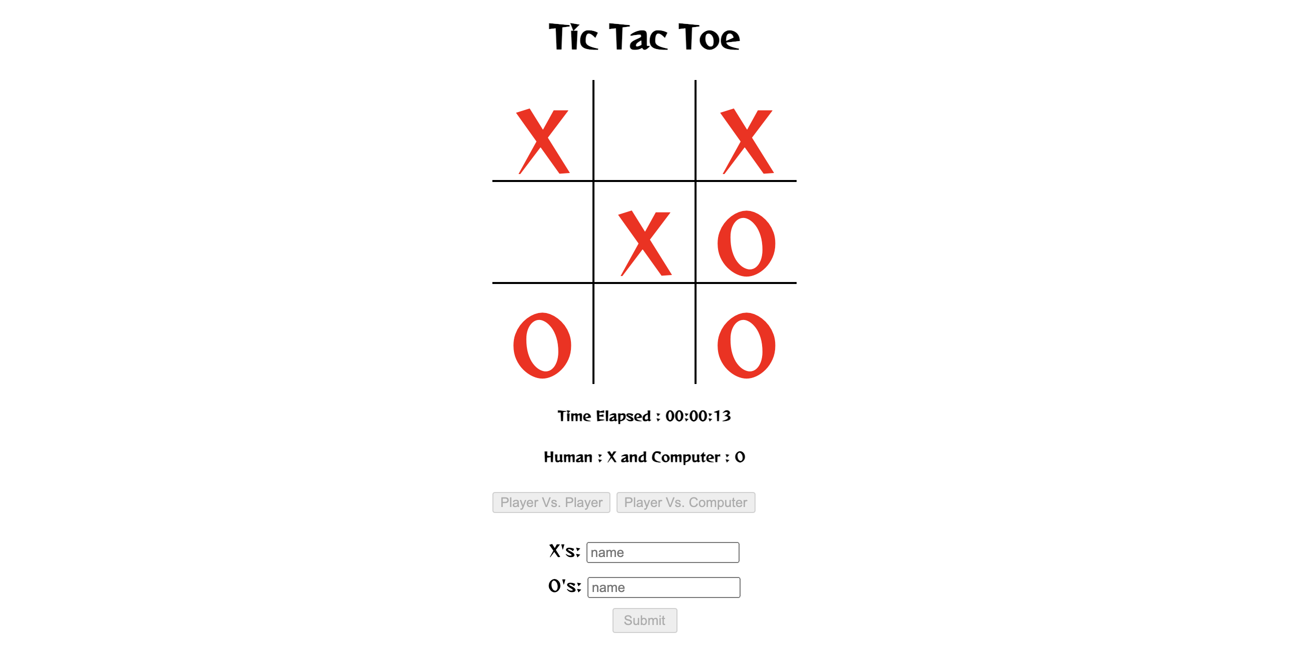 Tic Tac Toe Screen Shot